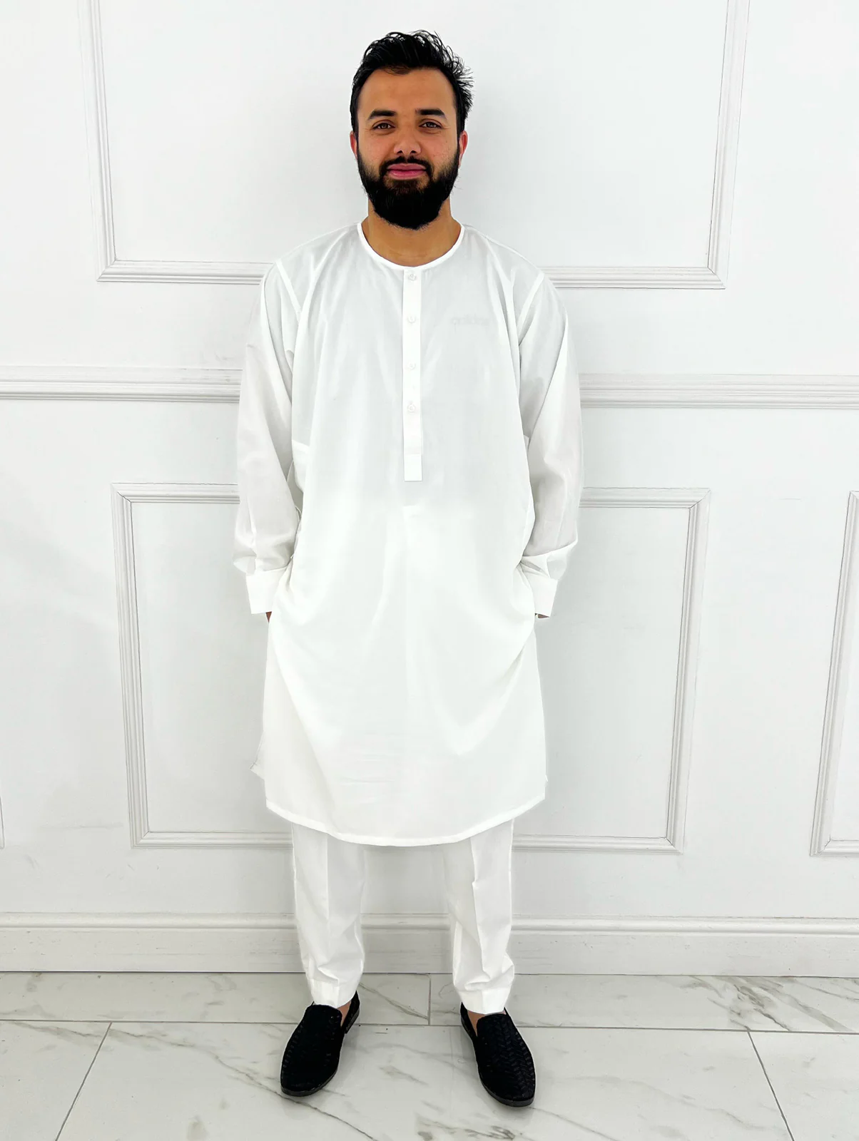 Modern White Kameez & Trouser Set