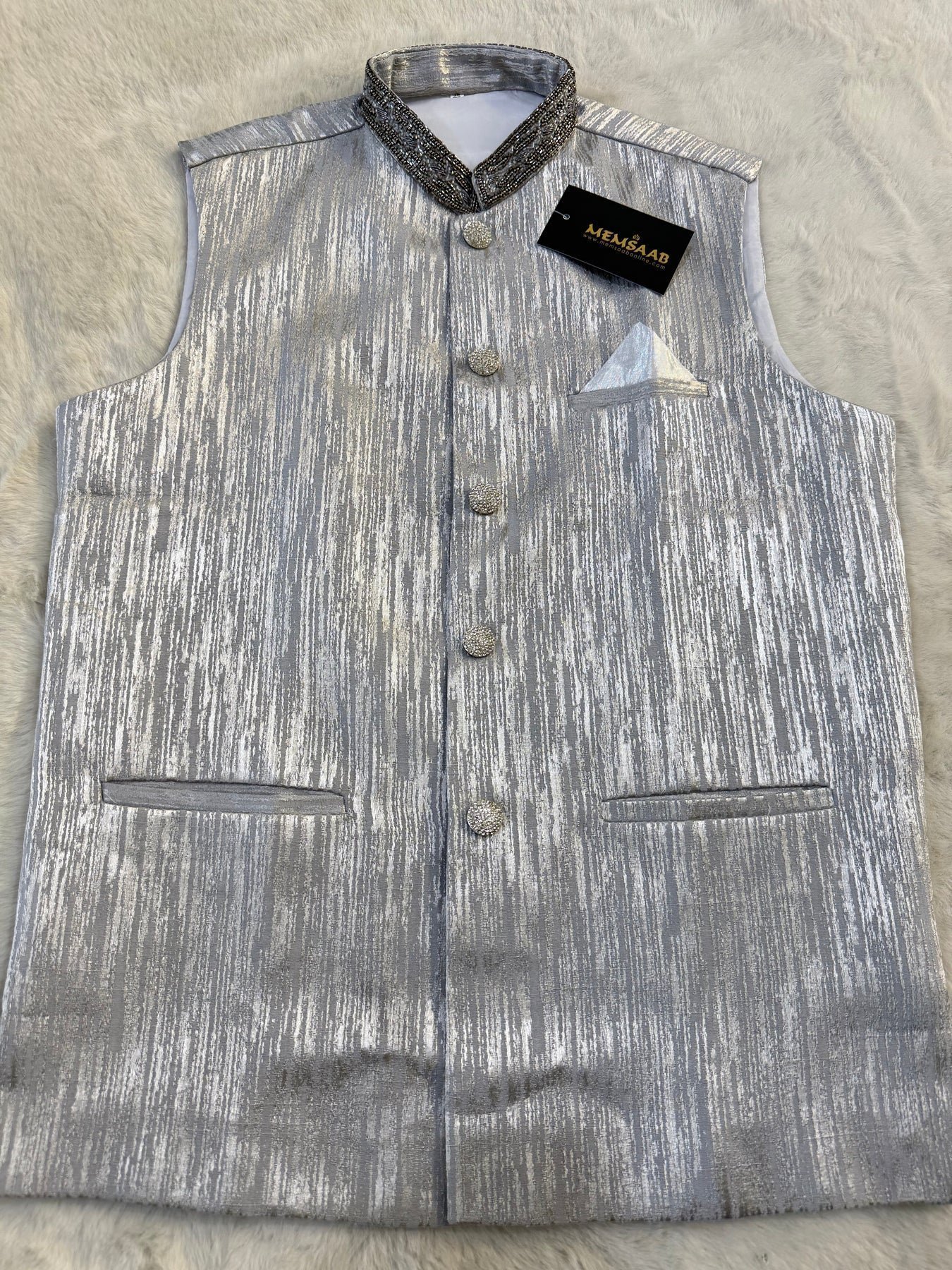 Regal Grey Embroidered Waistcoat